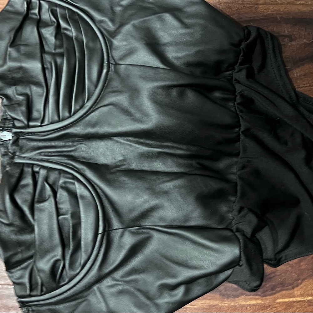 Edgy Black leather bodysuit